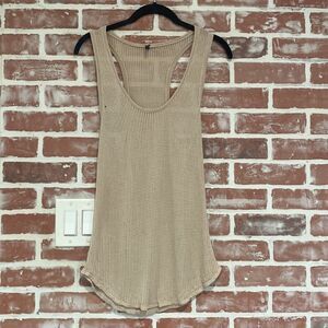 B19 Riller & Fount Womens Tan Brown Open Knit Scoop Neck Tank Fair Condition